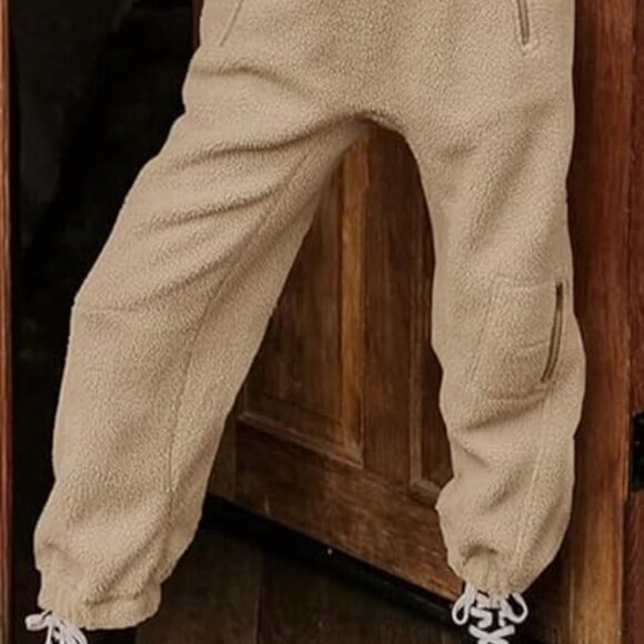 Mountain Cabin Khaki/Beige Fleece Overalls - Picture 4 of 10